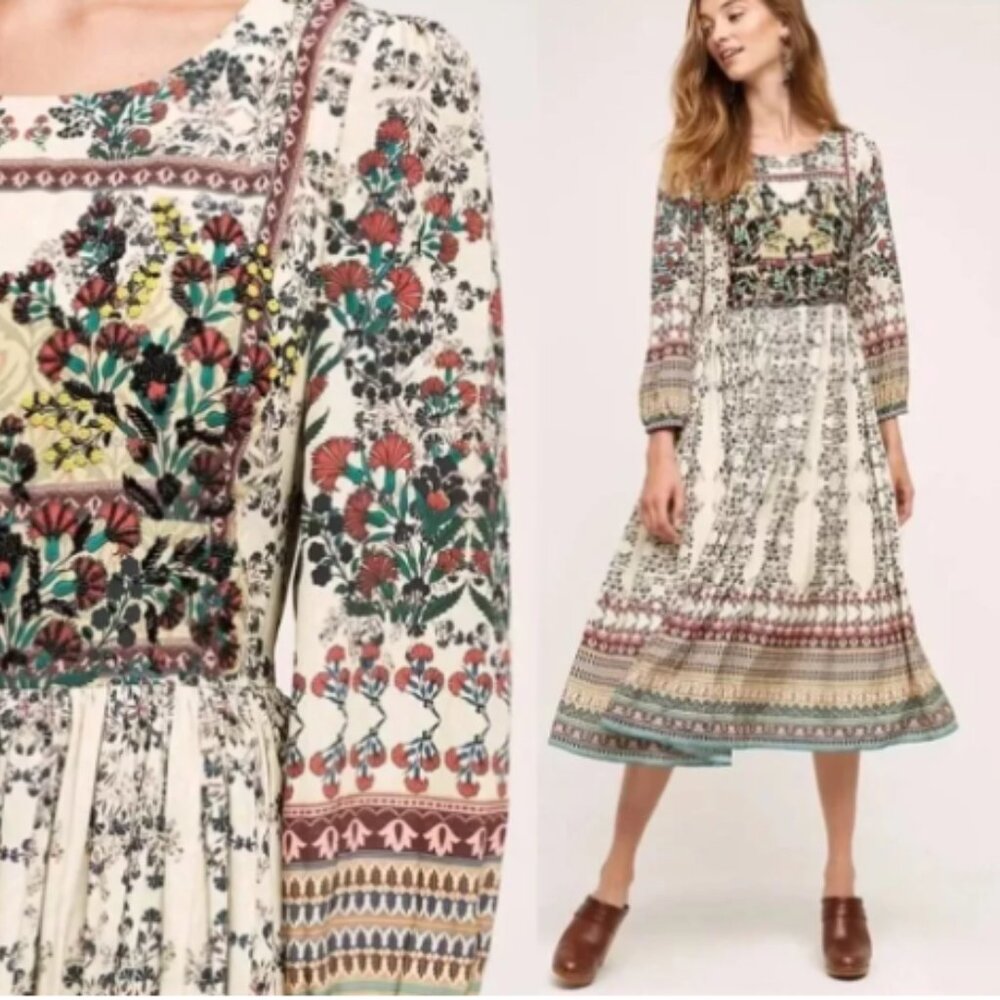 Anthropologie Bhanuni by Jyoti  Far Fields Midi Dress NWT Size OP